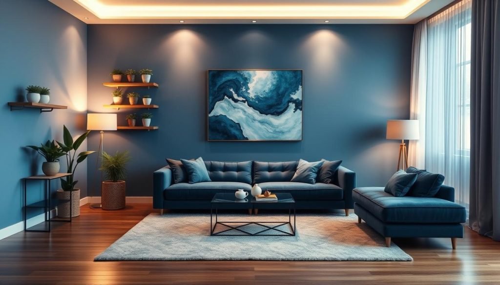 Decoração azul para sala