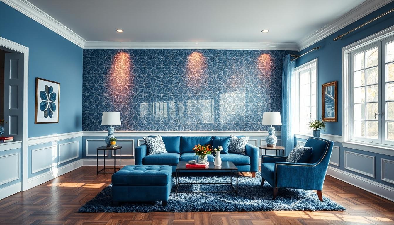 decoração azul para paredes de sala